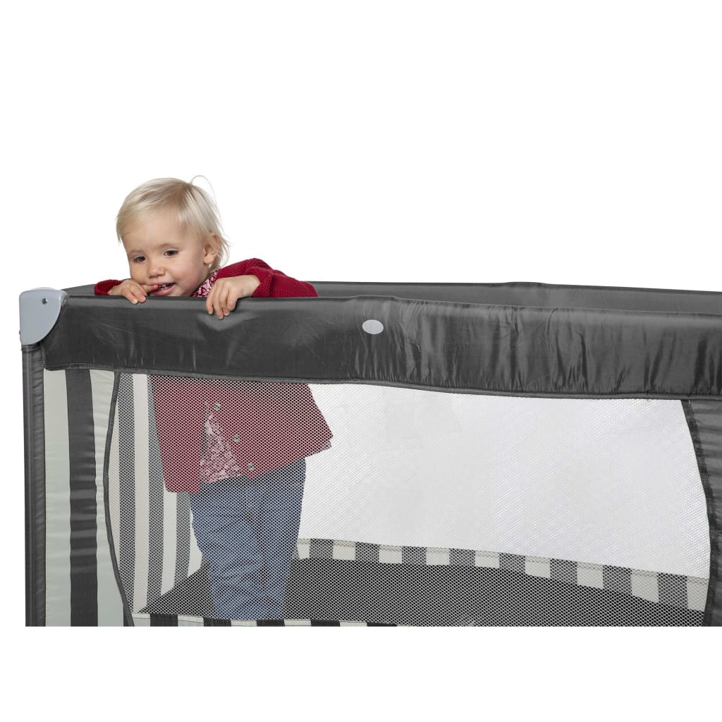 

CHILDHOME Reisbedje gestreept 120x60 cm canvas grijs en wit