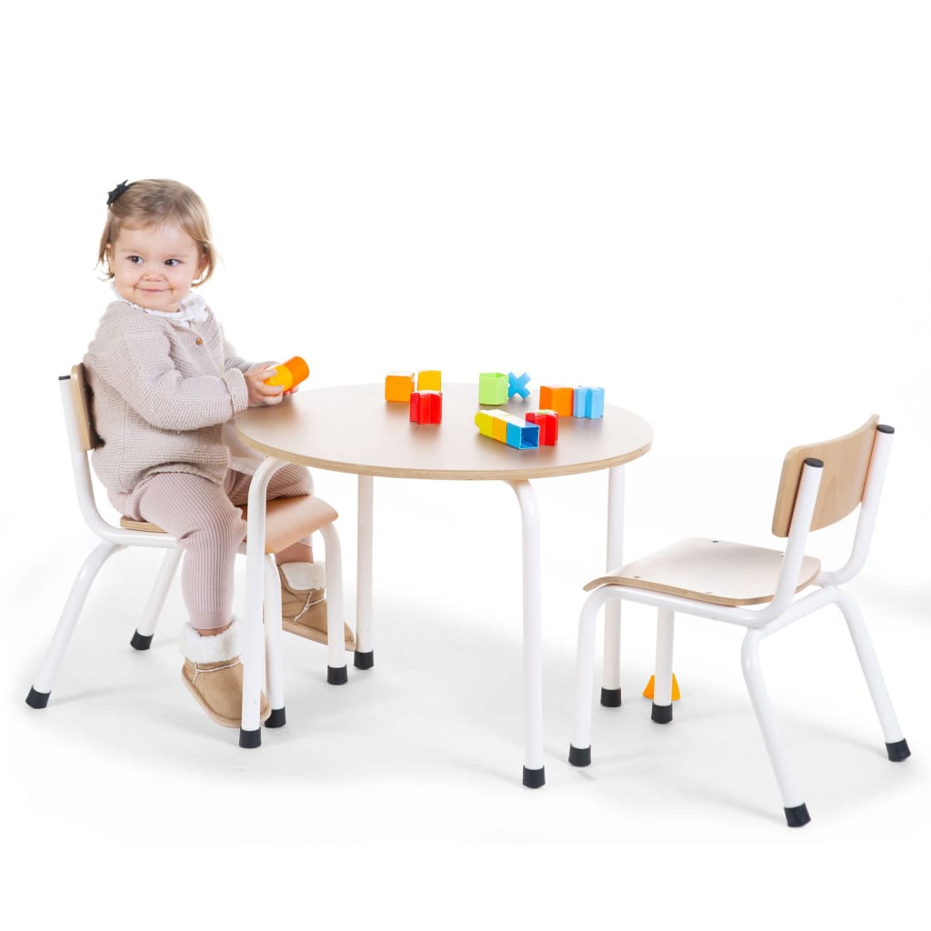 CHILDHOME Kindertafel rond hout naturel en wit