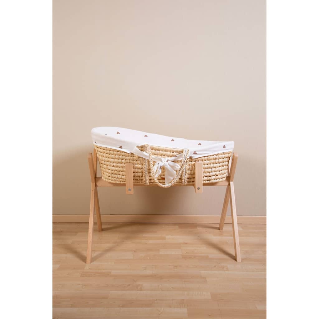 CHILDHOME Panier Moïse avec matelas et housse Naturel Cœurs