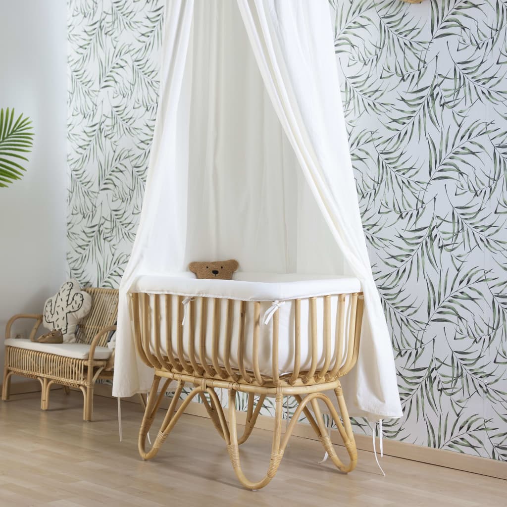 CHILDHOME Berço em vime com colchão 90x50 cm retangular