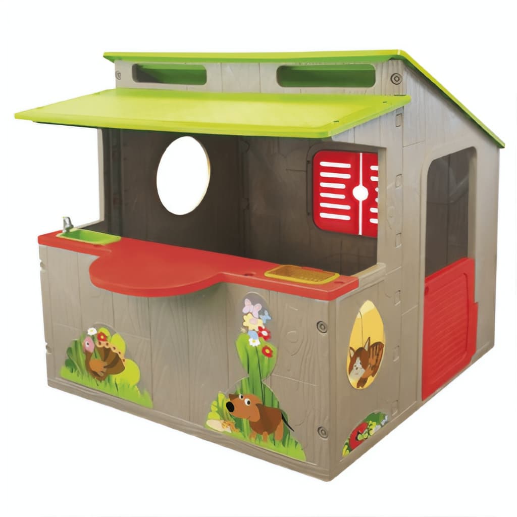 Paradiso Toys speelhuis Kiosk 139 x 118 cm bruin/groen/rood