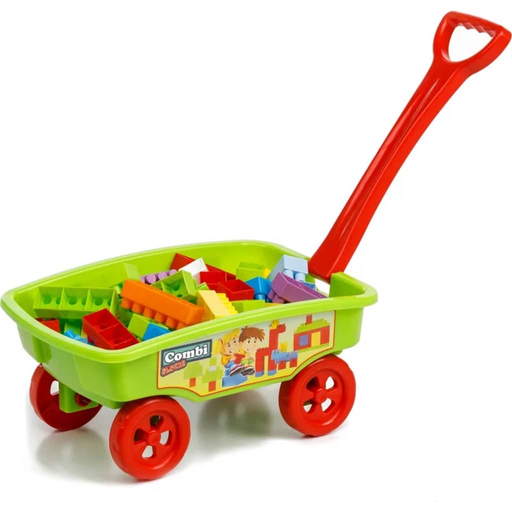 Paradiso Toys blokkenwagen 69 cm groen 50-delig