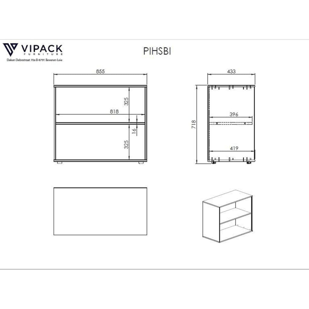 

Vipack Boekenkast Pino met 2 lades hout wit