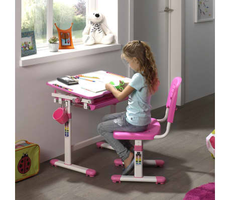 Vipack Kindertisch mit Stuhl Comfortline 201 Verstellbar Rosa und Weiß