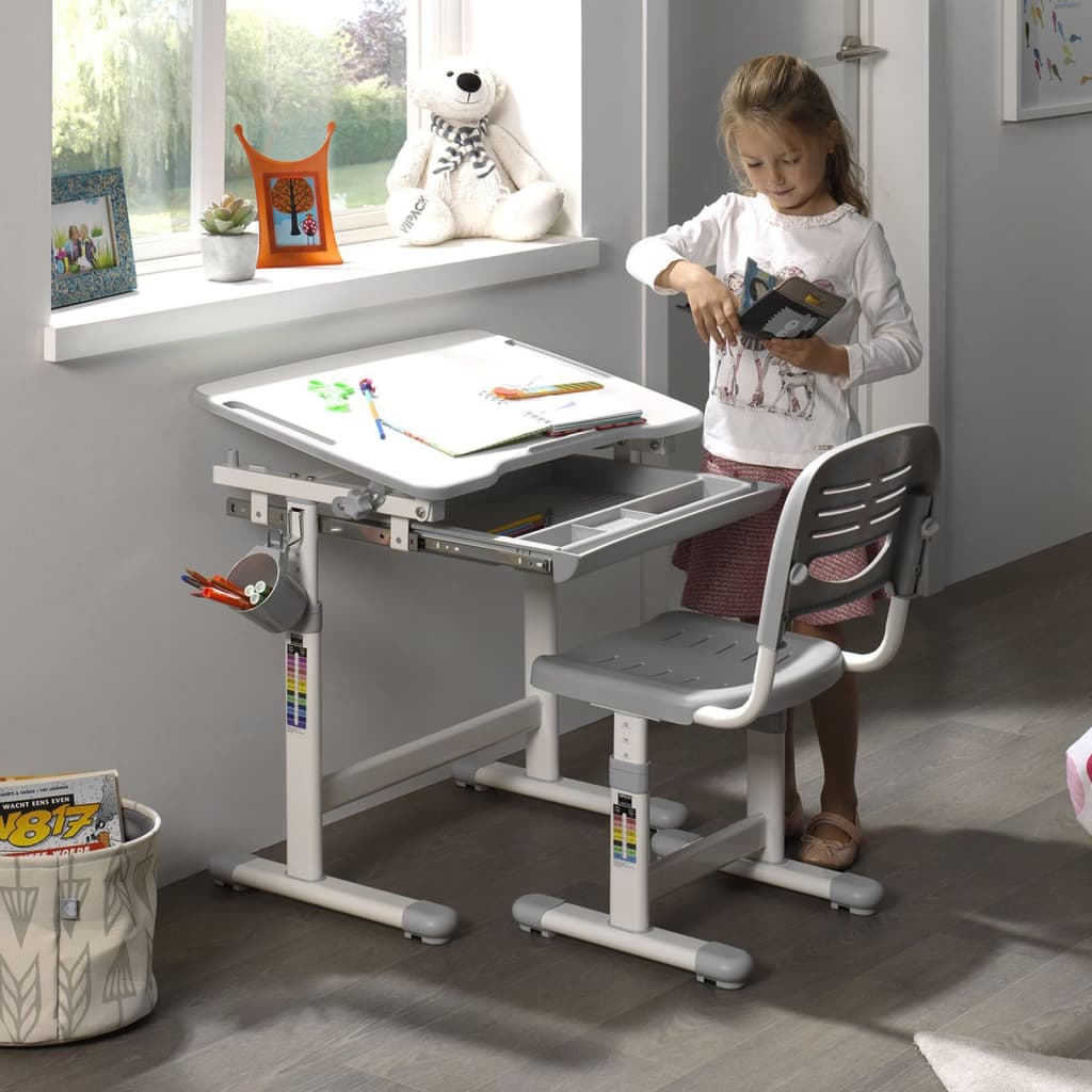 Vipack Escritorio niños regulable Comfortline 201 y silla rosa blanco