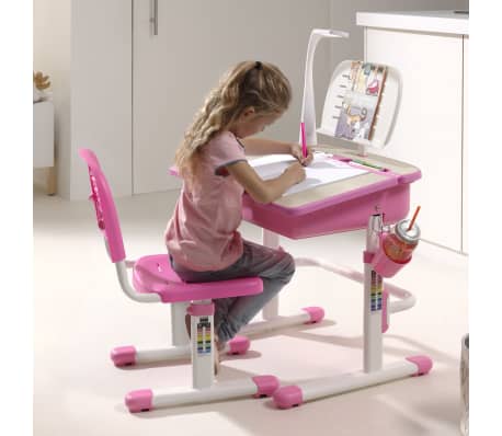 Vipack Justerbar barnepult Comfortline 301 med stol rosa og hvit