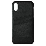 Essentials iPhone X, Dual Card Leather Cover, svart