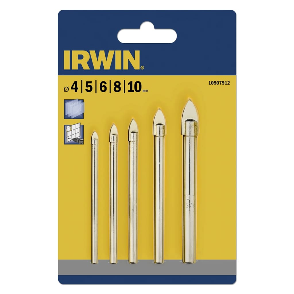 Irwin Borenset Glas en tegel 5-delig 4/5/6/8/10 mm 10507912