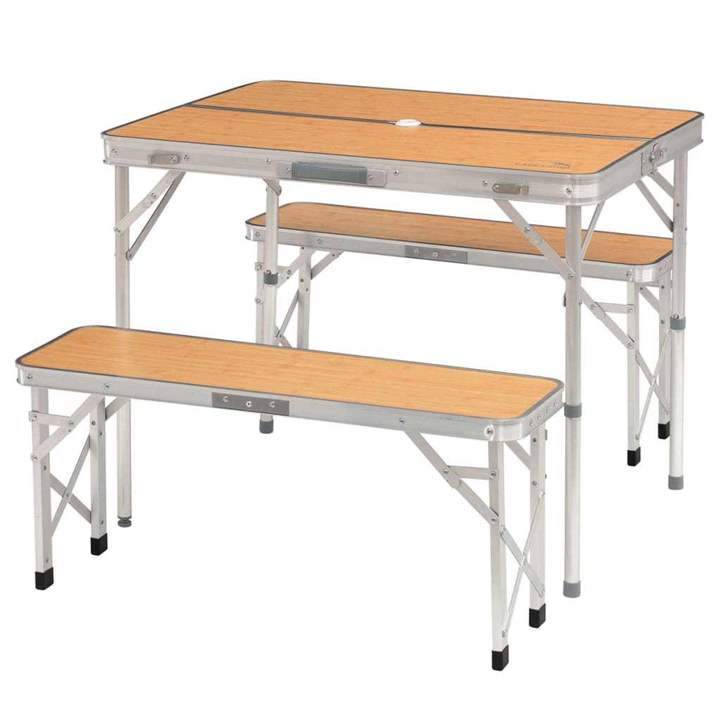 Easy Camp Campingtafel en bankjesset Marle bamboe 3-delig 540021