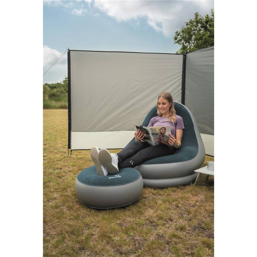 Easy Camp Opblaasloungeset Comfy staalgrijs en blauw afbeelding
