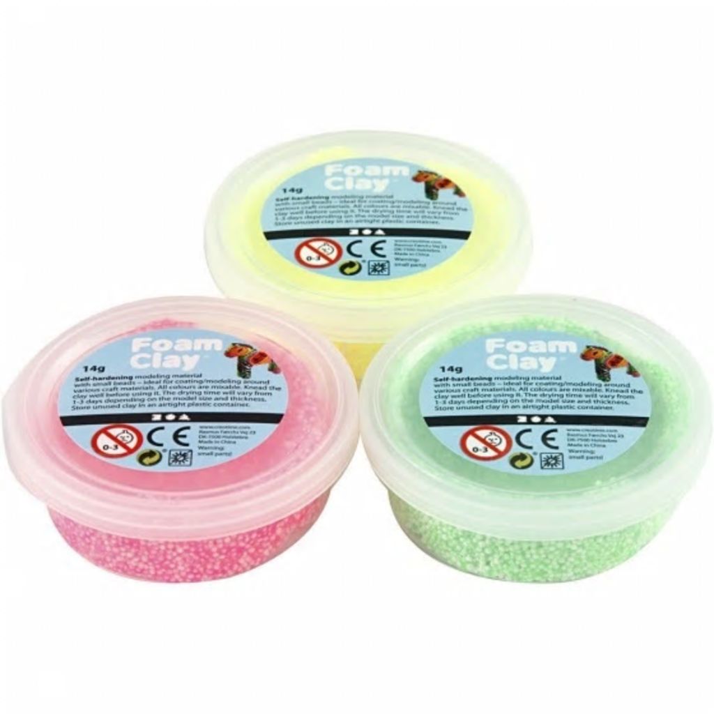 Creotime Foam Clay glitter roze/geel/groen 3 x 14 gram
