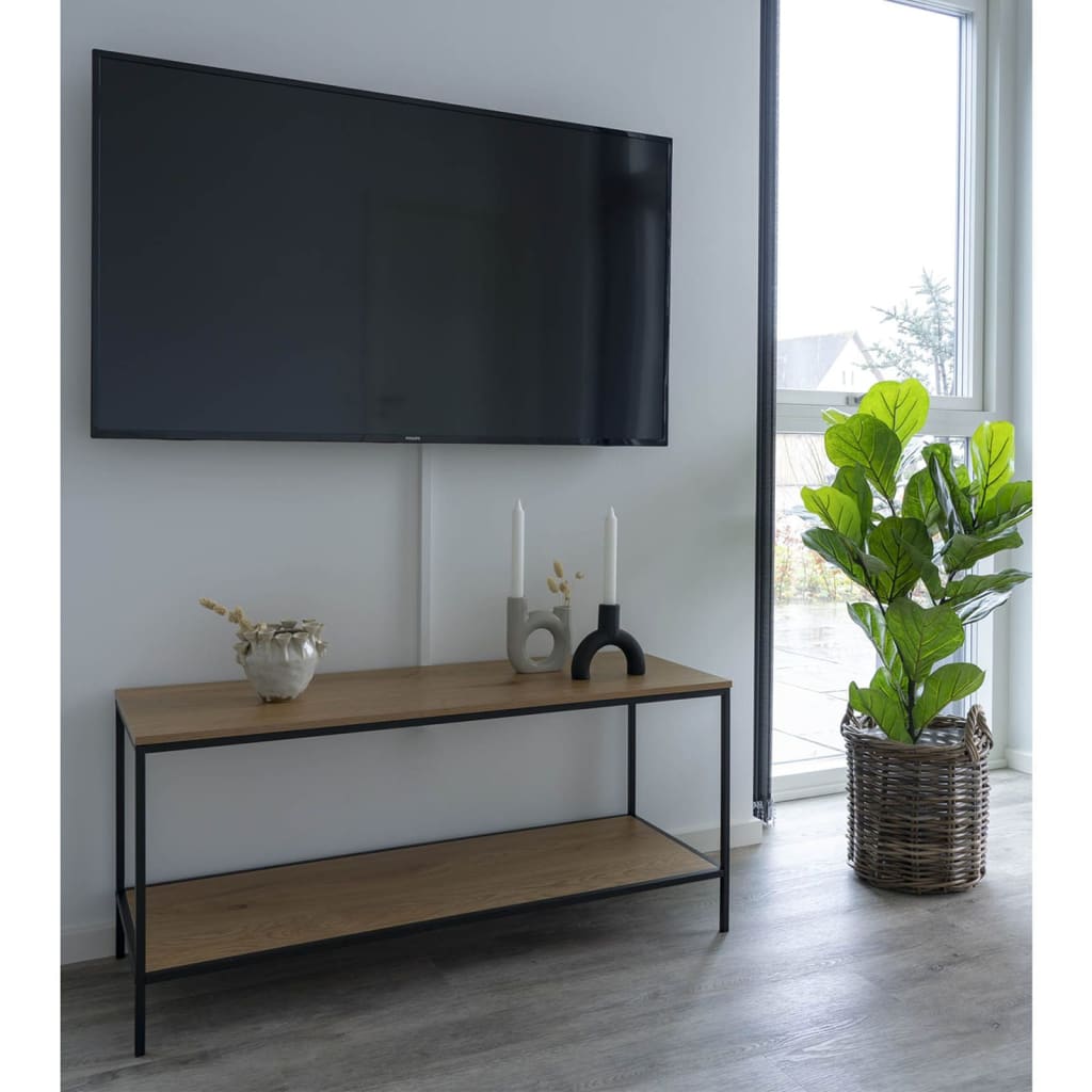 House Nordic Stolik pod TV Avery z 2 półkami, kolor dębu i czarny