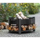 Brasero de jardin SOLAFA avec range bois en acier noir