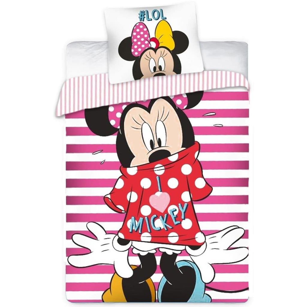 Disney Dekbedovertrek Minnie Mouse LOL 140 x 200 cm roze/wit