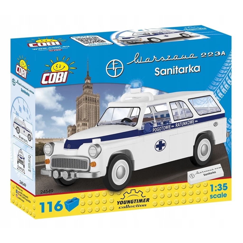 Cobi Youngtimer bouwpakket Ziekenwagen wit/blauw 116-delig