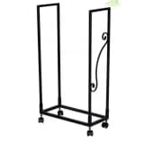 Rangement bois à roulettes en acier noir 50x25x90 cm