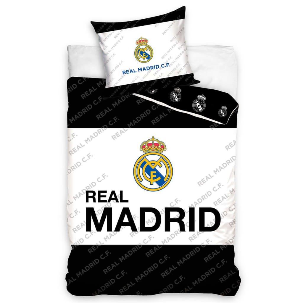 Real Madrid Dekbedovertrek 140 x 200 cm zwart/wit