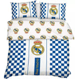Real Madrid dekbedovertrek logo 220 x 200 cm wit/blauw