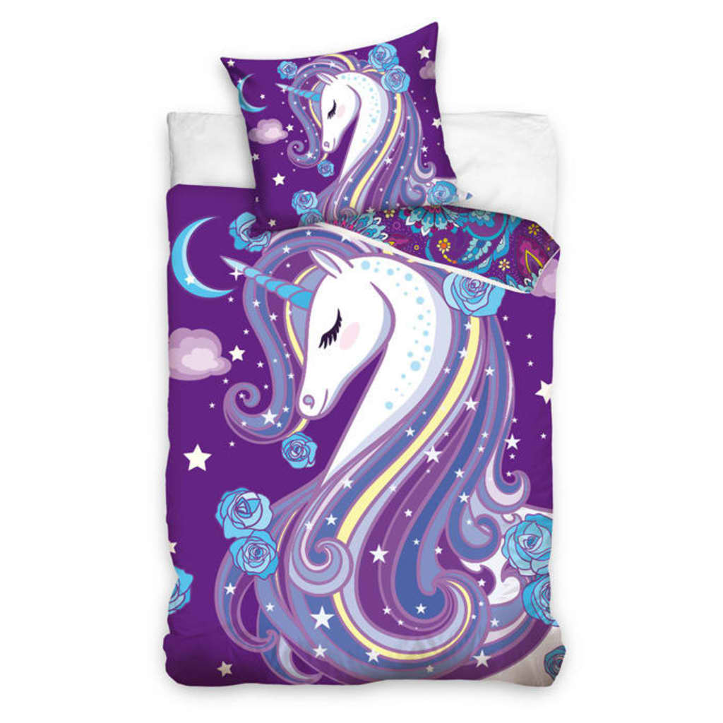 Huismerk Dekbedovertrek Graceful Unicorn Paars 140X200 huismerk kopen in de aanbieding