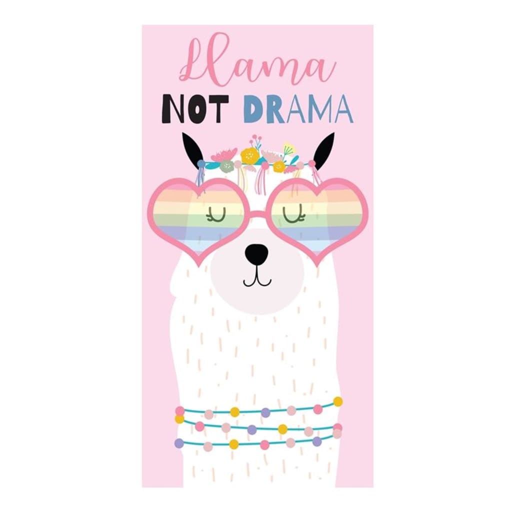 Huismerk Strandlaken Llama Not Drama - Roze