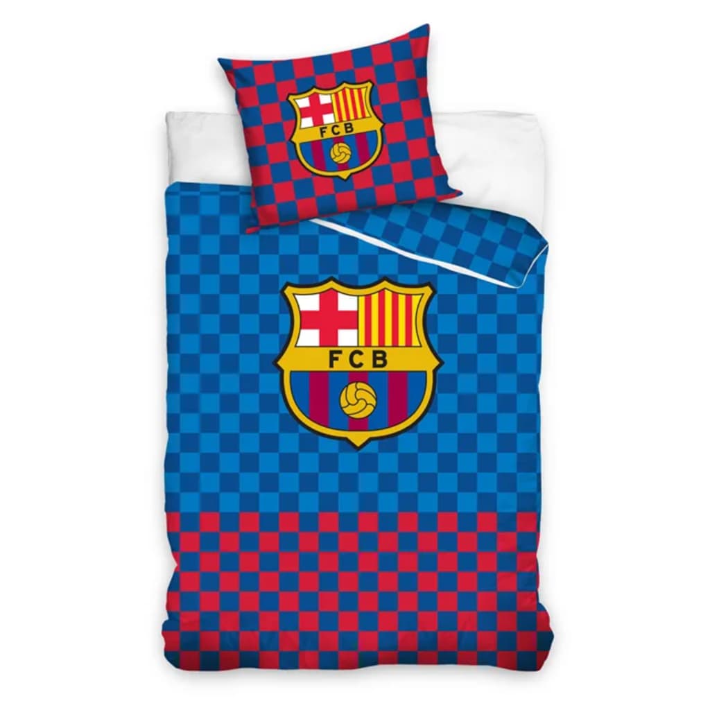 FC Barcelona dekbedovertrek Checkered - Blauw/Rood - 140x200 cm