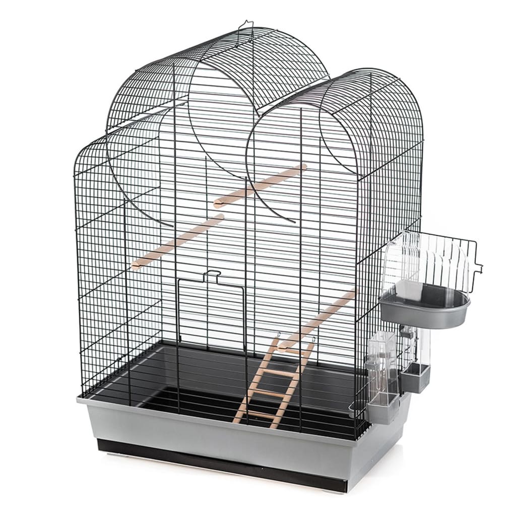 Duvoplus Cage à oiseaux avec accessoires Eliza 54x34x75cm Gris et noir
