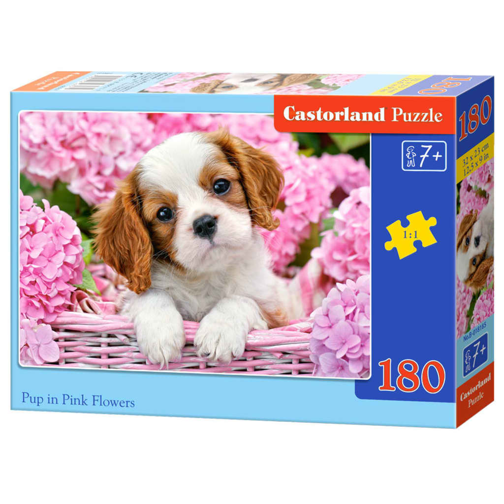 Castorland legpuzzel Pup in pink flowers 180 stukjes