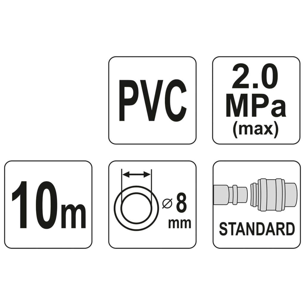 

YATO Luchtslang met koppeling PVC 8 mm x 10 m blauw