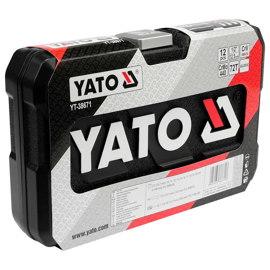 12 Piece Ratcheting Socket Spanner Set YT-38671 YATO 12 width=274