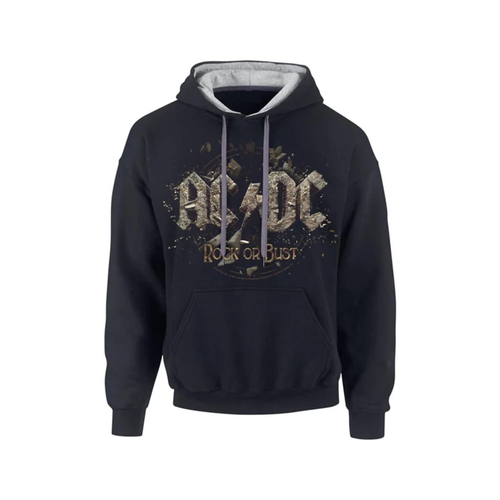 AC/DC Rock or bust Black and grey mens hoodie