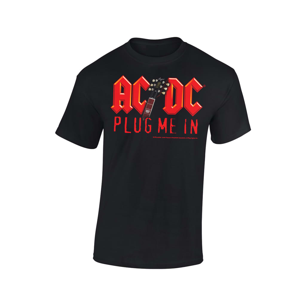 AC/DC Plug me in with Angus Young mens t-shirt