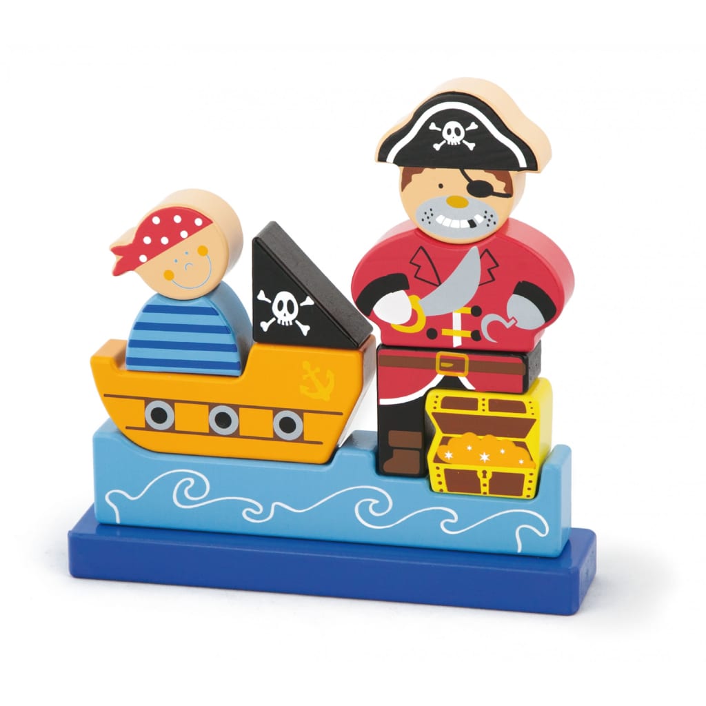 Viga Toys stapelfiguur piraat 9-delig multicolor