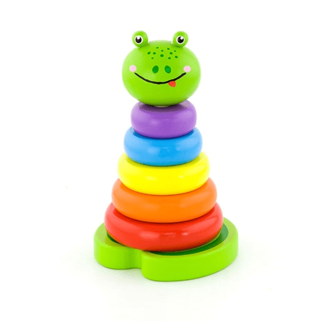 Viga Toys stapeltoren hout 14,5 cm multicolor