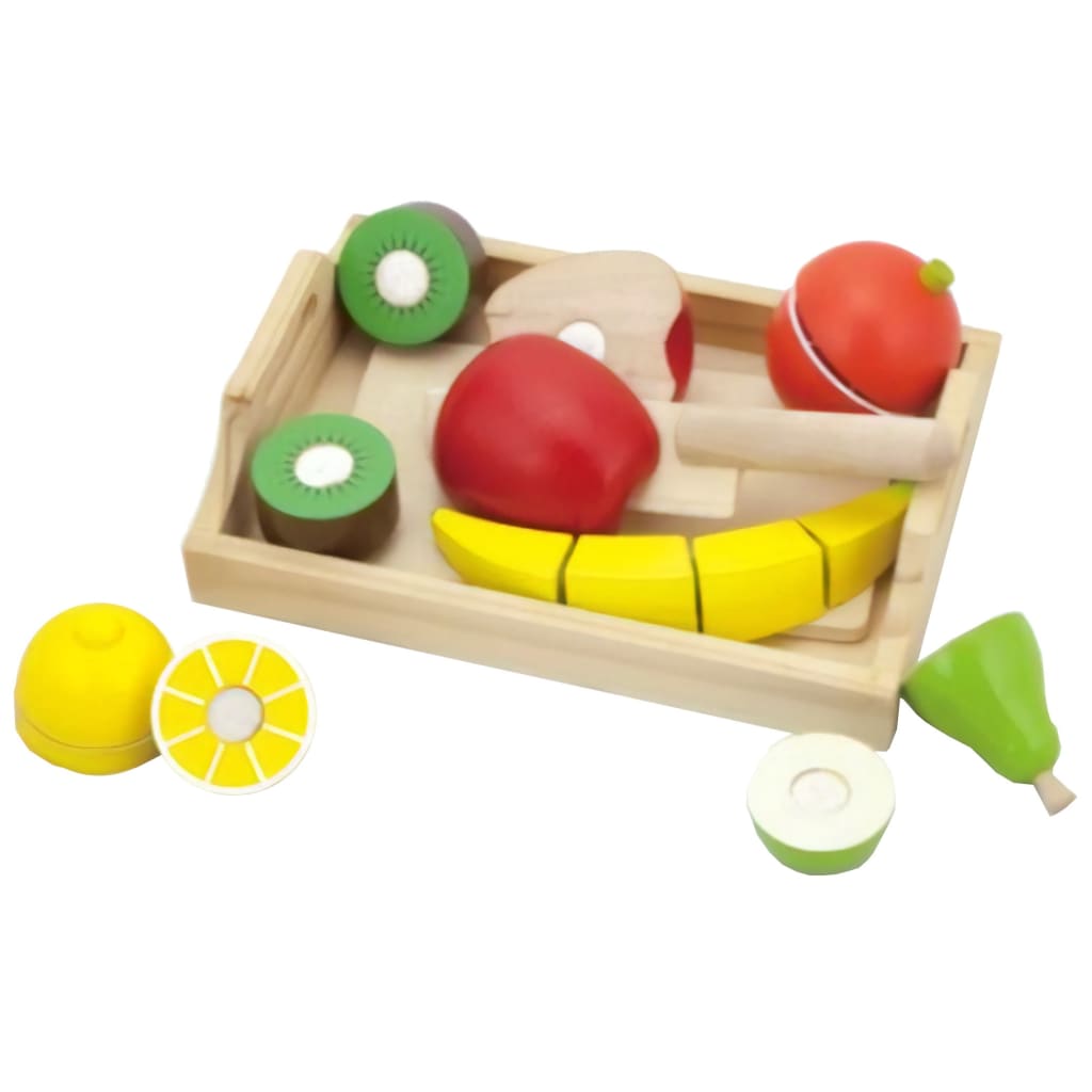 Afbeelding Viga Toys houten fruit op dienblad 9-delig door Vidaxl.nl