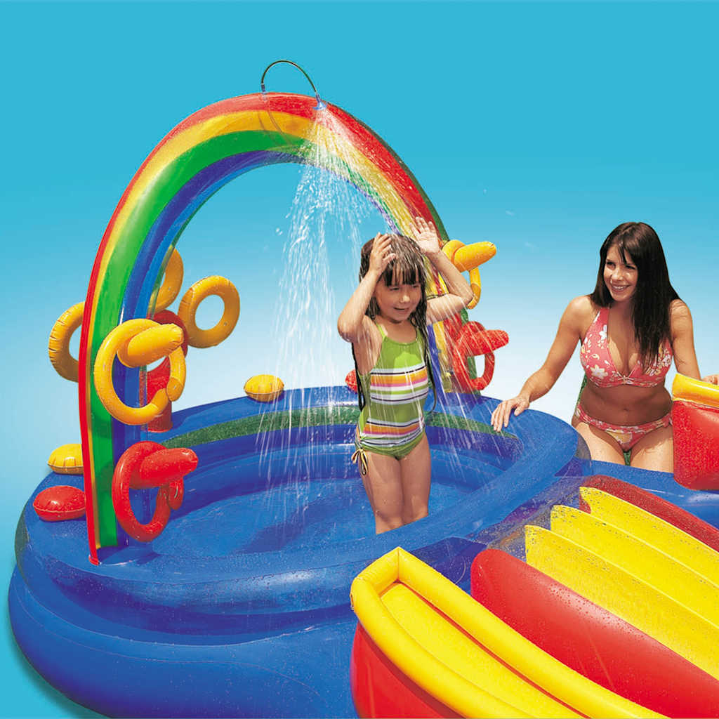 Thumbnail - INTEX Aufblasbarer Pool Rainbow Ring Play Center 297x193x135cm 57453NP