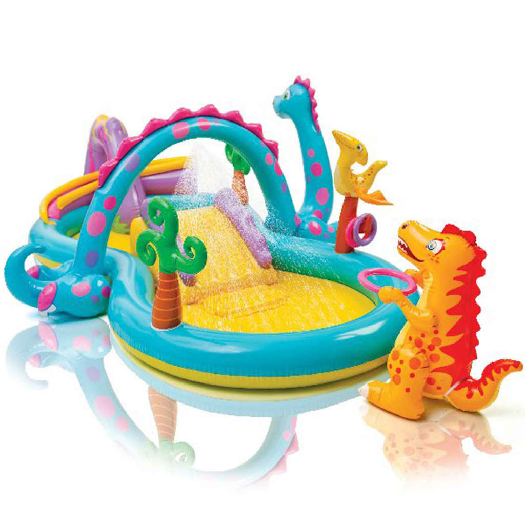 INTEX Dinoland Hüpfburg Kinderpool Aufblasbar 333x229x112 cm 57135NP