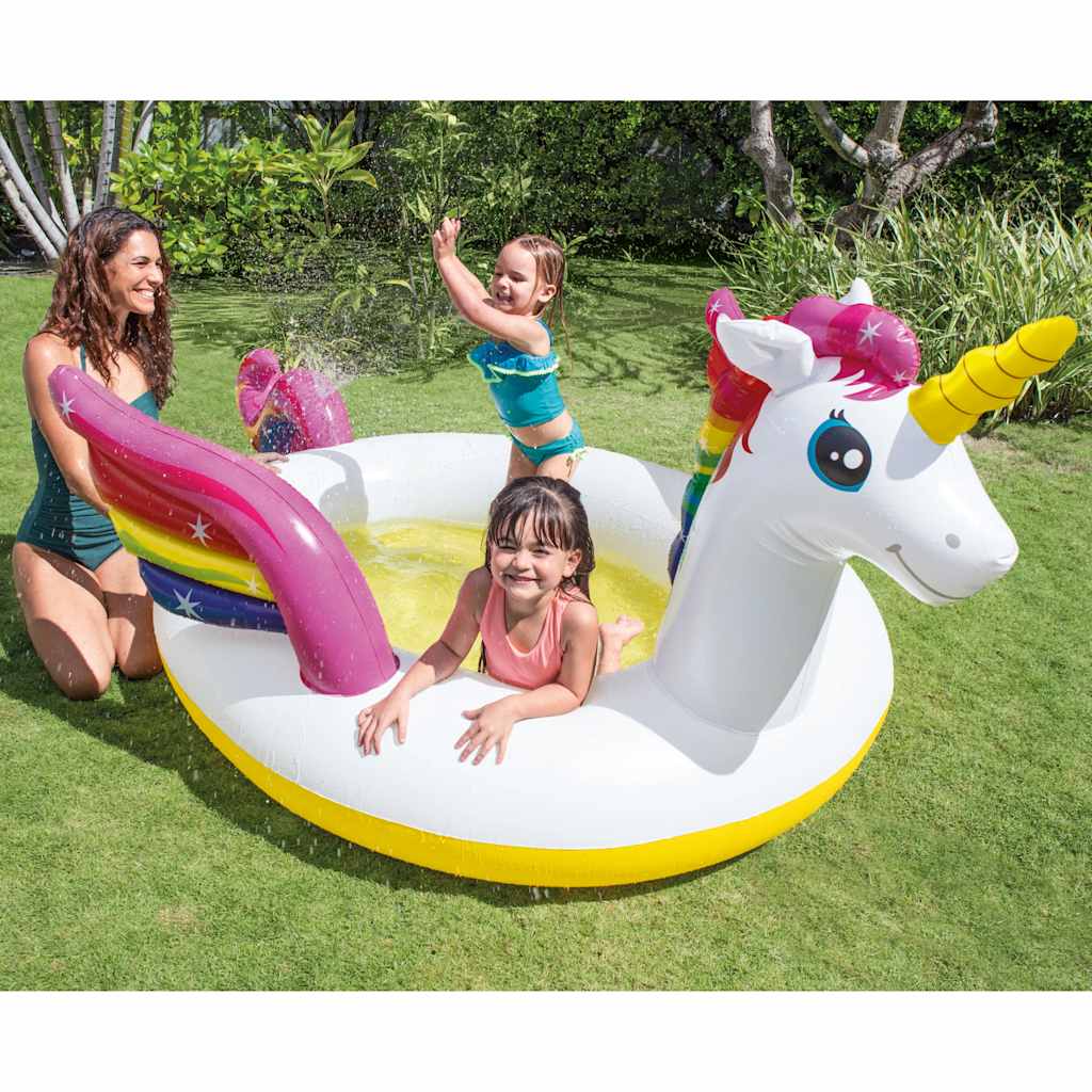 INTEX Einhorn Pool mit Wasserspritzfunktion 272x193x104 cm