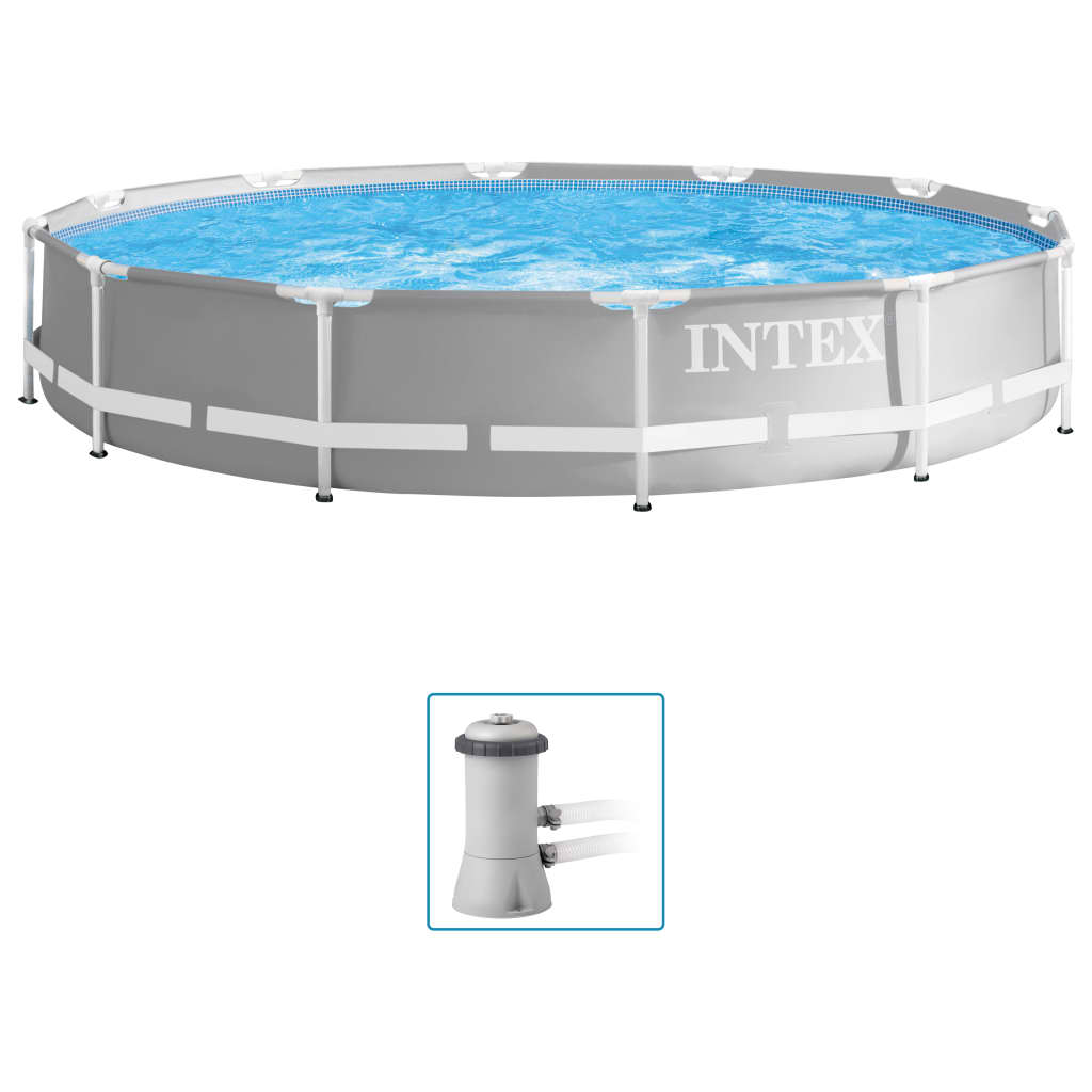 Intex opzetzwembad met pomp Prism Frame Ø366 x 76 cm grijs
