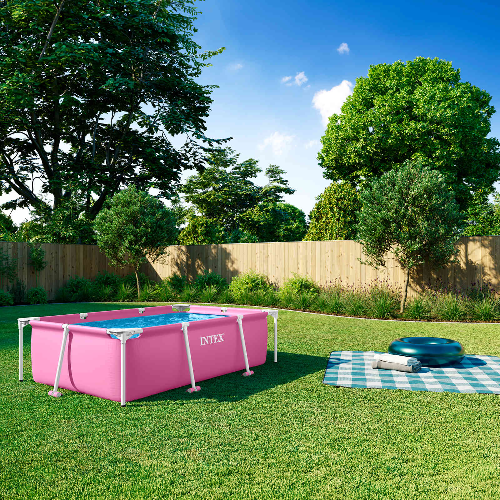 INTEX Piscină metalică supraterană Roz 220 x 150 x 60 cm PVC și Oțel
