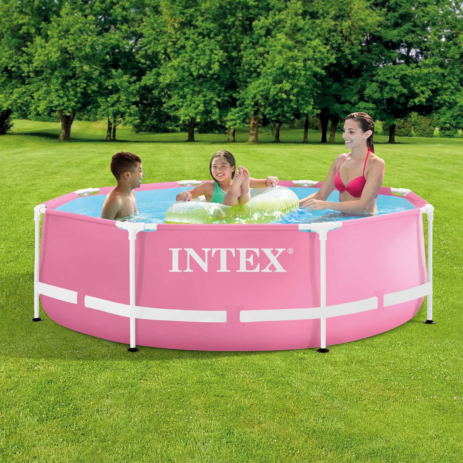 INTEX Piscină metalică supraterană Roz 244 x 76 cm PVC
