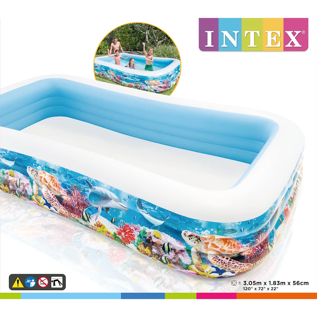 INTEX Familezwembad Swim Center oceaanleven ontwerp 305x183x56 cm afbeelding