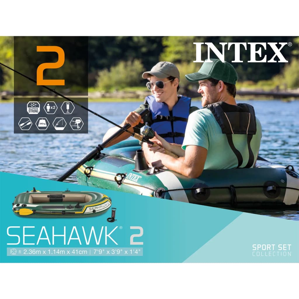 Intex Barca hinchable Seahawk Remos y Bomba de Inflado 5 Personas  Multimodelo IN