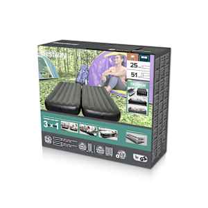 Bestway Nafukovací matrace 3 v 1 černá a šedá 188 x 99 x 25 cm - obrázek 8