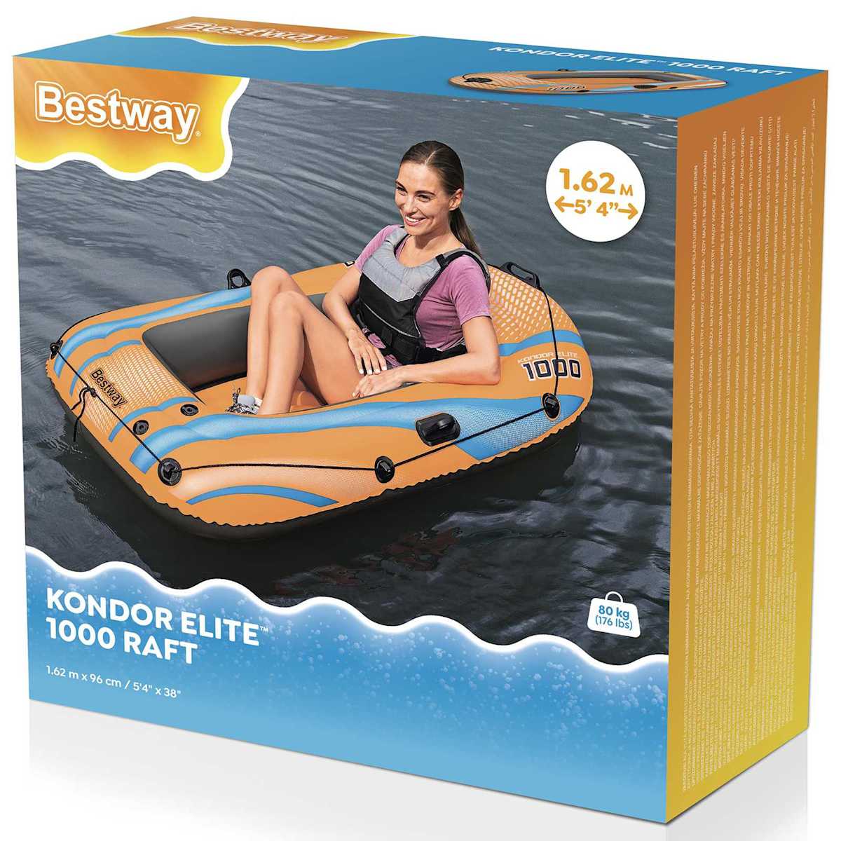 Bestway Oppustelig båd Orange 162 x 96 cm PVC - Billede 3