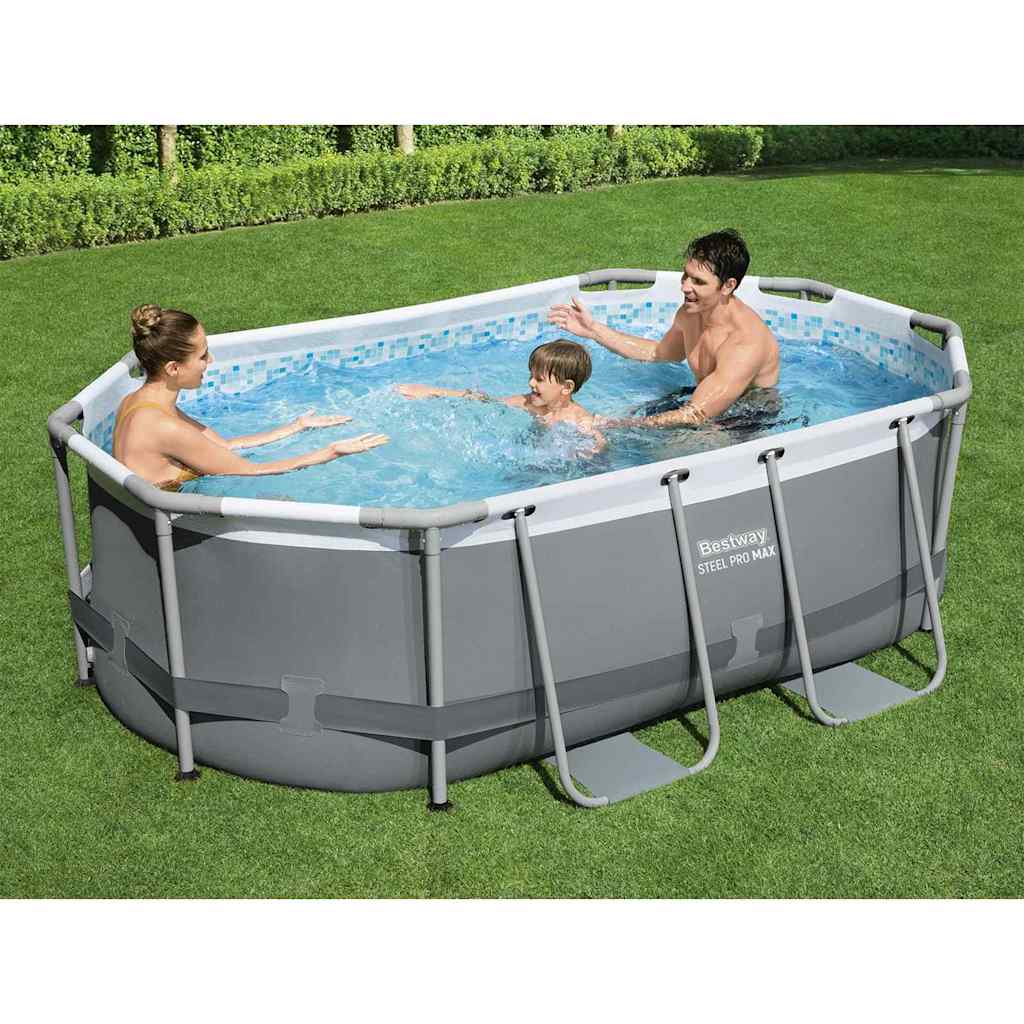 Best Way Set de Piscină Gri 305 x 200 x 84 cm Oțel