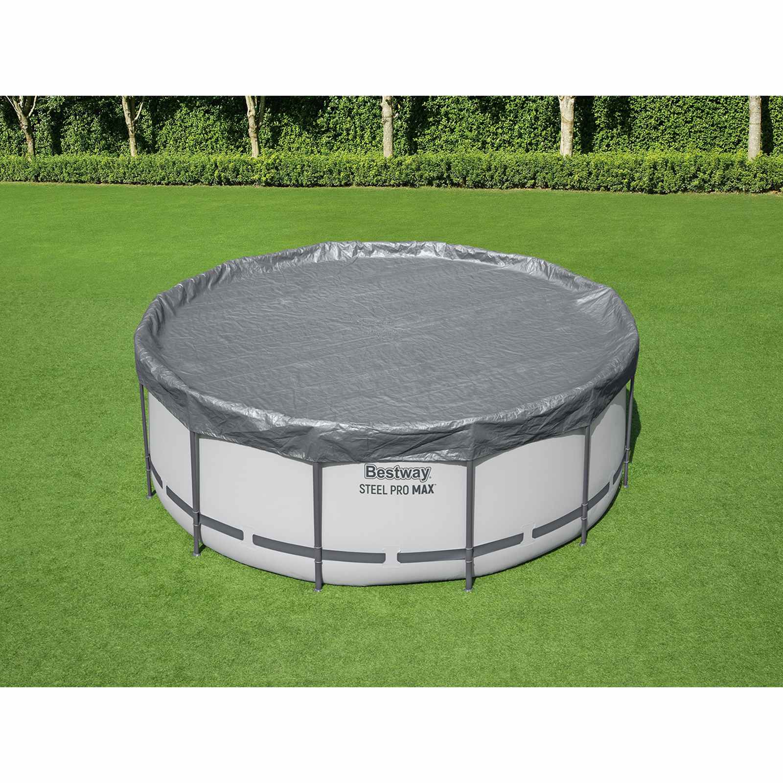 Bestway Zwembadcover Ø3,66 m Rond Polyester Grijs image 1