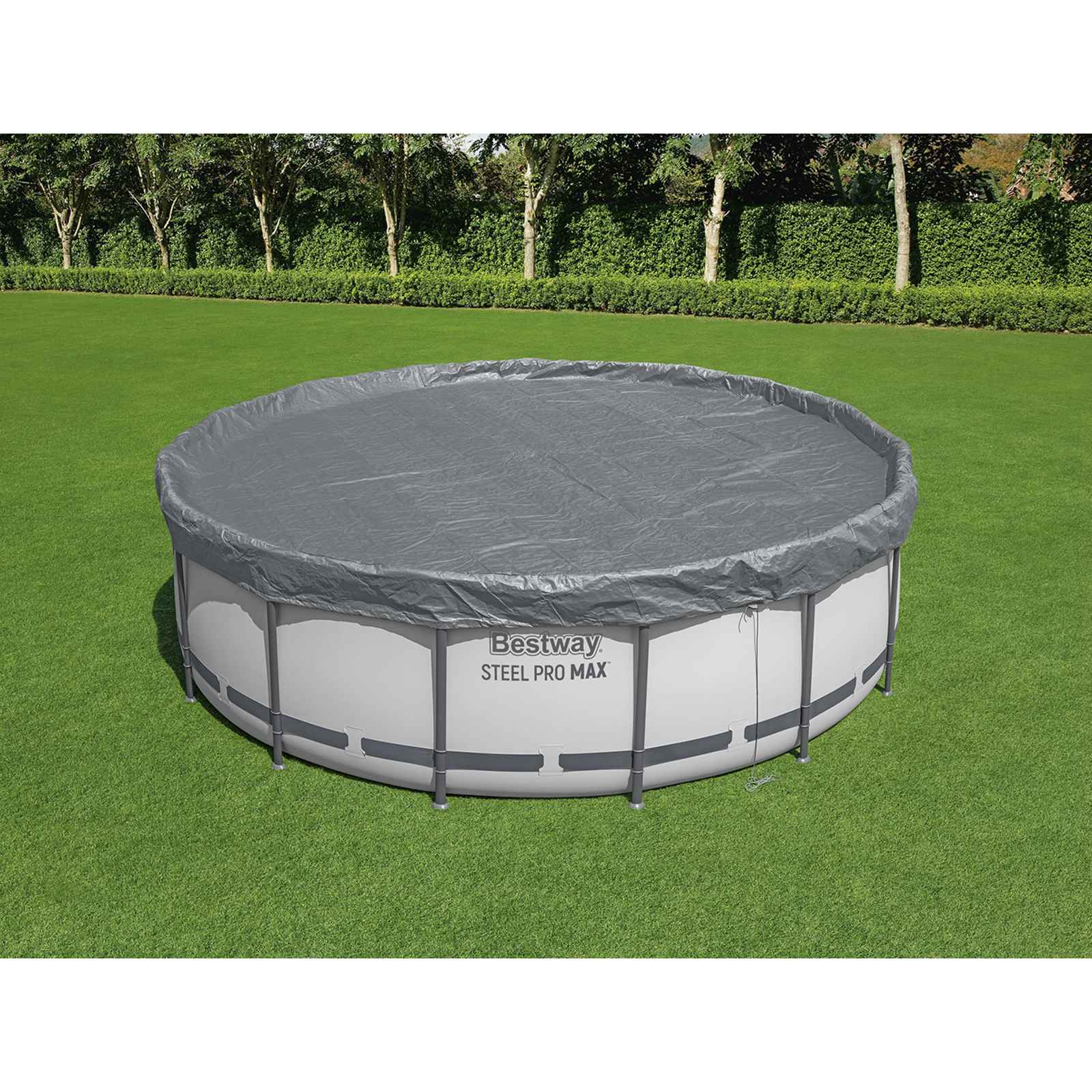 Bestway Zwembadcover Ø4,27 m Rond Polyester Grijs image 1
