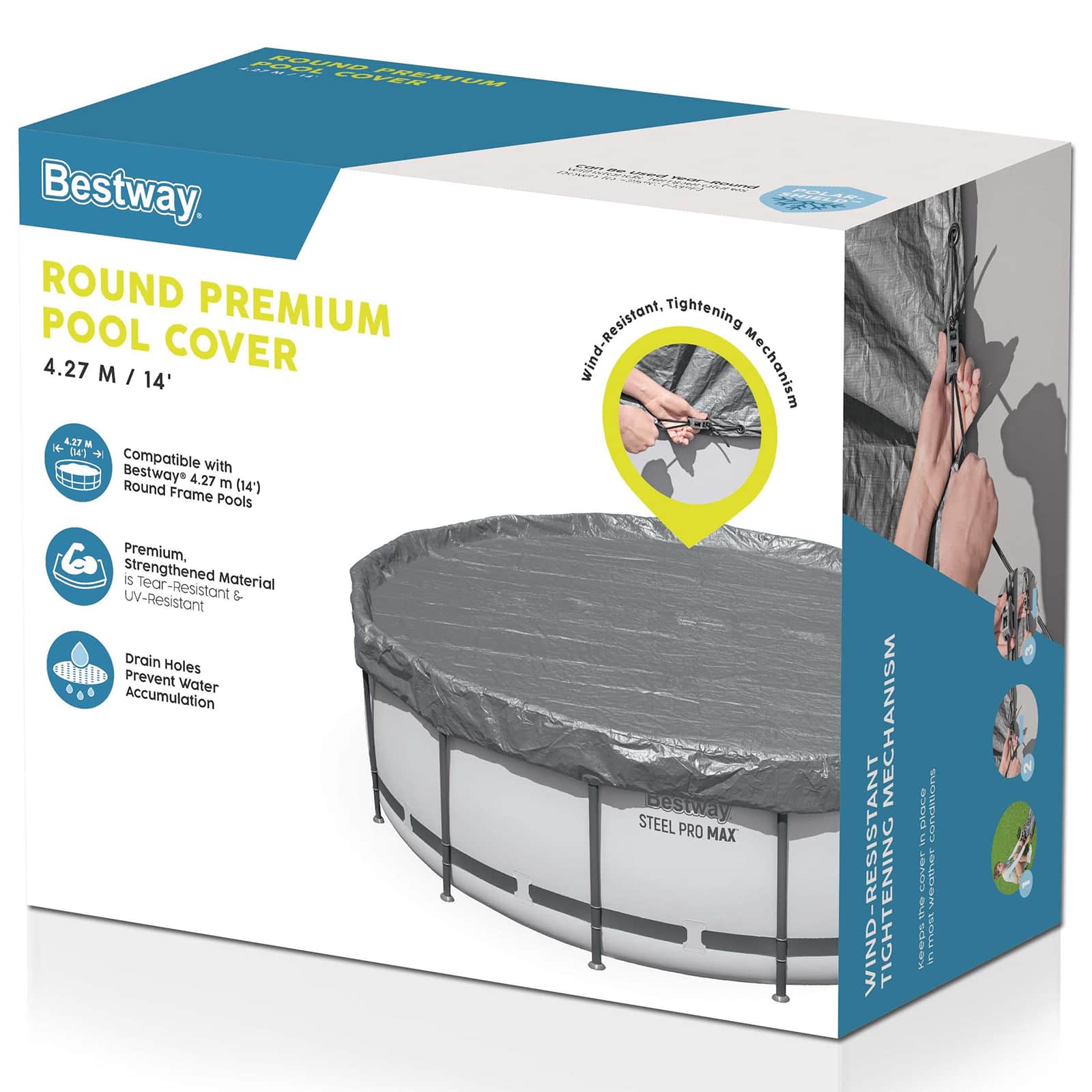 Bestway Zwembadcover Ø4,27 m Rond Polyester Grijs image 4