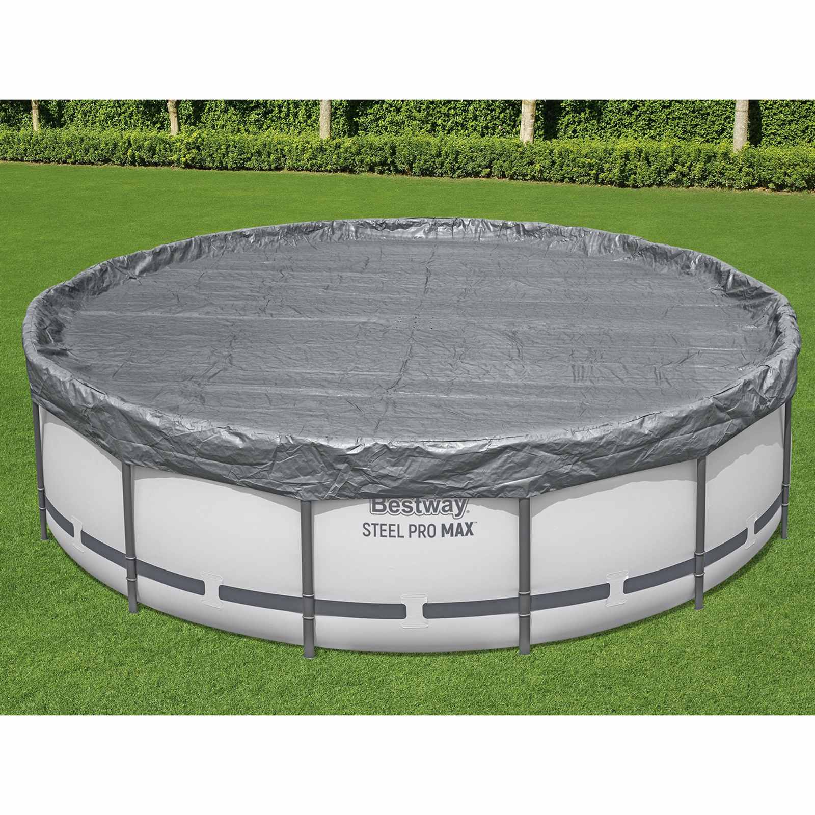 Bestway Zwembadcover Ø4,57 m Rond Polyester Grijs image 1
