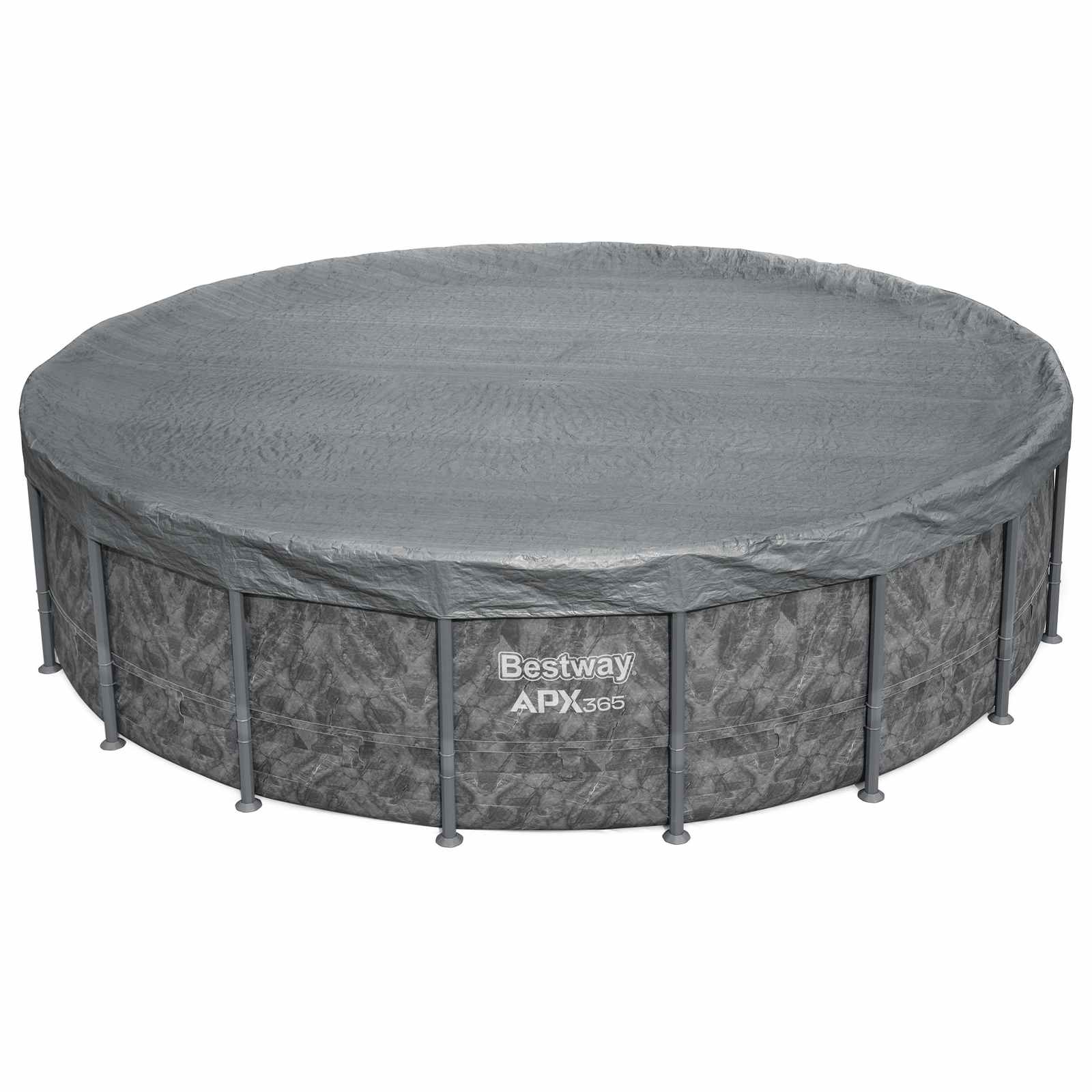 Bestway Zwembadcover Ø5,49 m Rond Polyester Grijs image 1